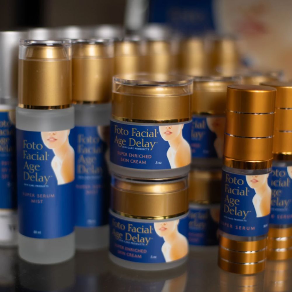 Skin care products with age delay formula.