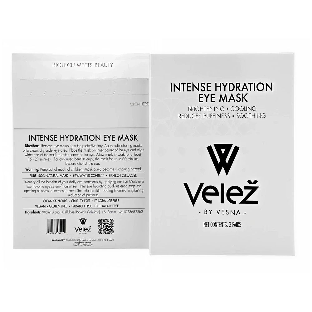 Intense hydration eye mask packaging details.