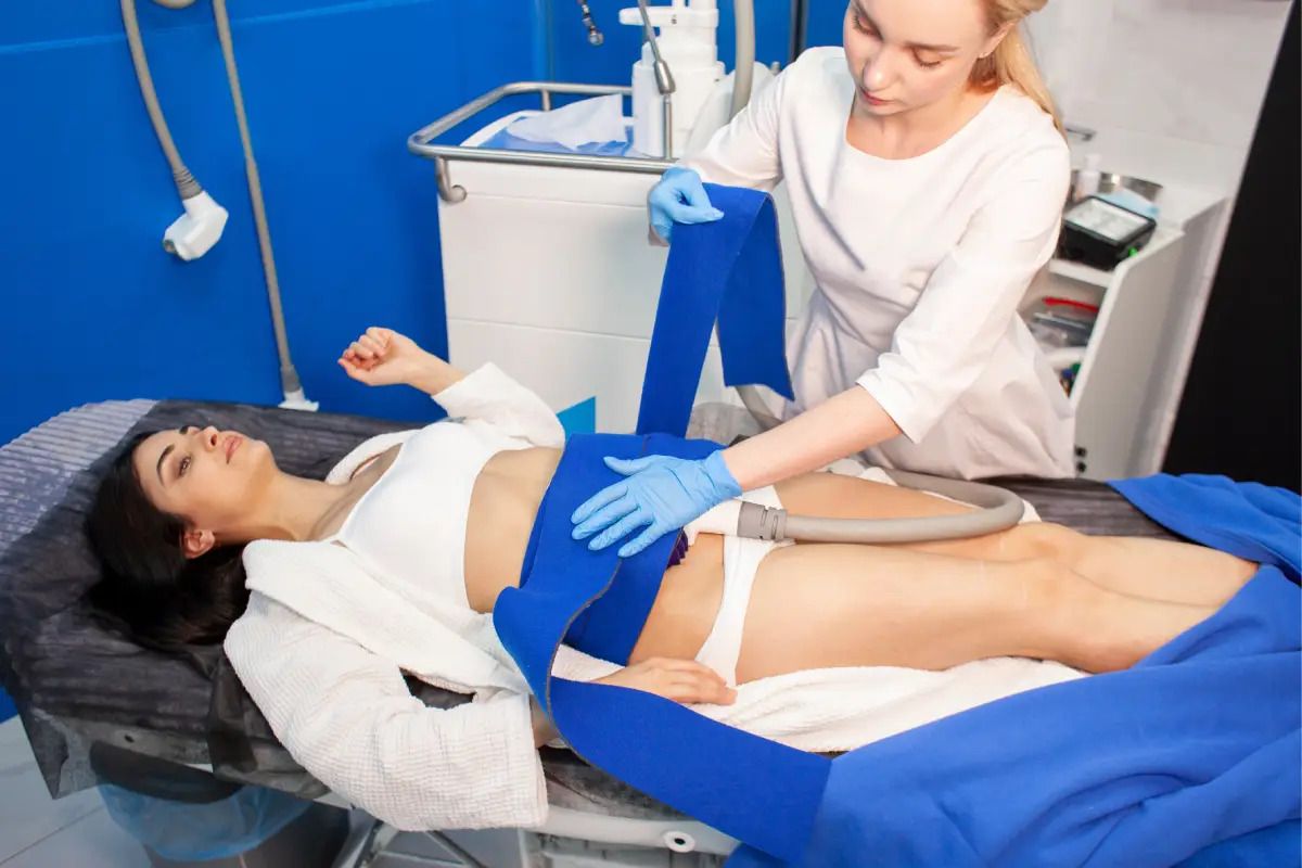 Woman receiving a beauty treatment in clinic.